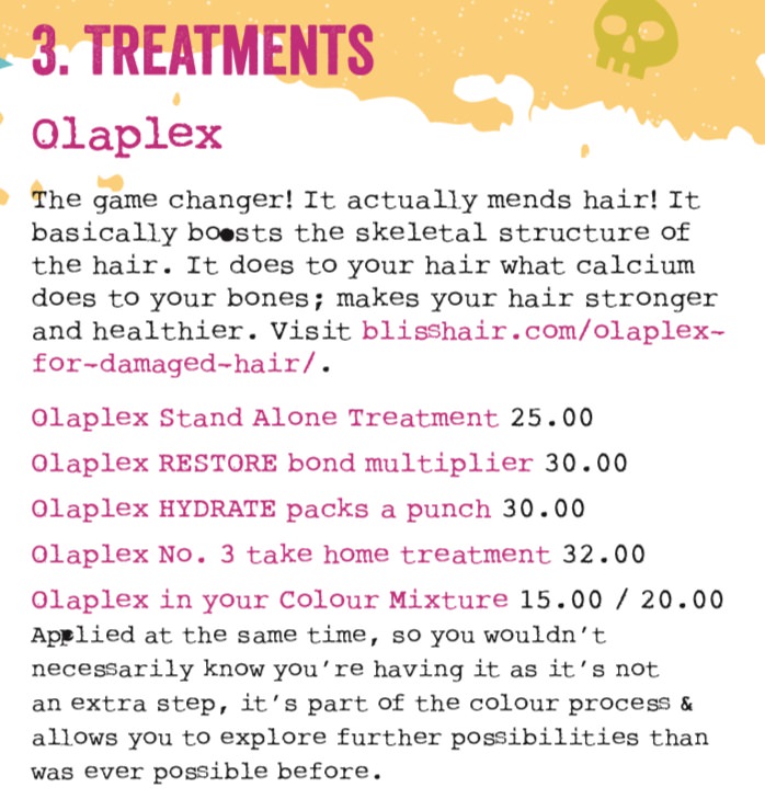 Treatment Prices at Bliss Hair Salons in Nottingham & Loughborough