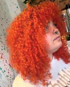 curly hair with hair colour