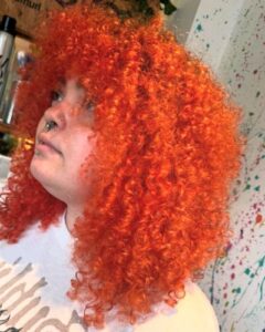 curly hair with hair colour
